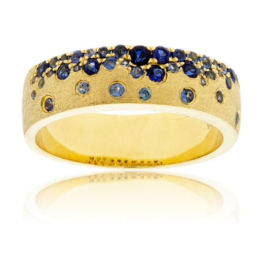White Gold Satin Finish Flush Set Sapphire Ring - Park City Jewelers