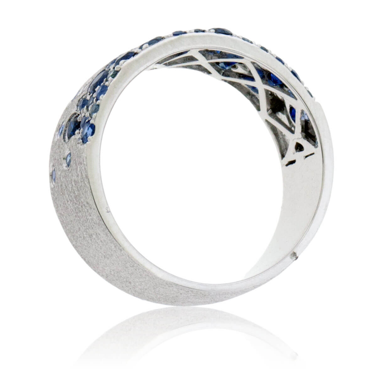 White Gold Satin Finish Flush Set Sapphire Ring - Park City Jewelers