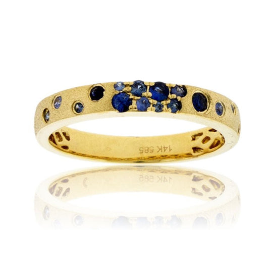 White Gold Satin Finish Flush Set Sapphire Ring - Park City Jewelers