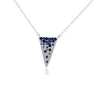 White Gold Satin Finish Flush Set Triangle Blue Sapphire Necklace - Park City Jewelers