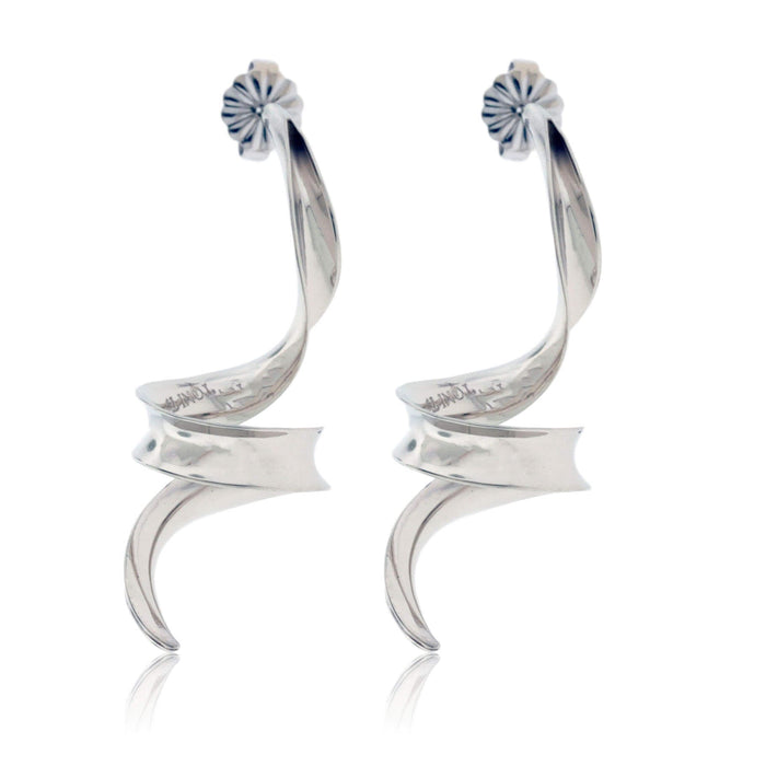 White Gold Small Tendril Anti Clastic Earrings - Park City Jewelers