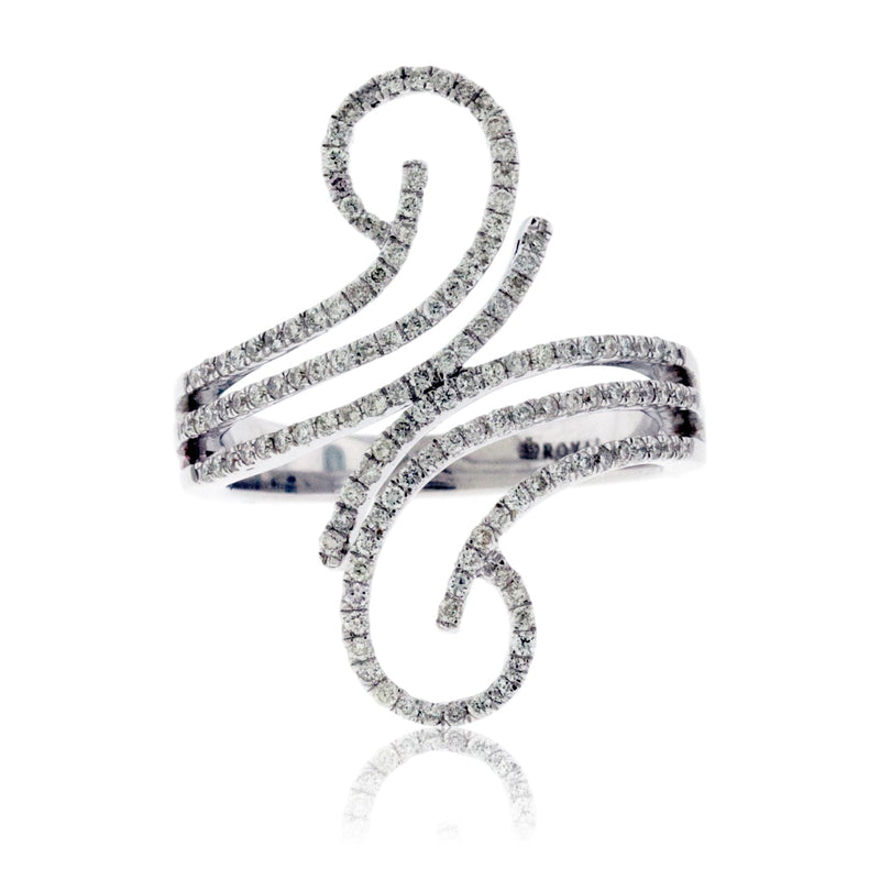 White Gold Swirl Style Diamond Fashion Ring - Park City Jewelers