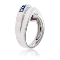 White Gold Wide Rainbow Sapphire Ring - Park City Jewelers