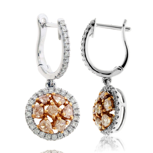 White & Rose Gold Diamond & Fancy Pink Diamond Earrings - Park City Jewelers