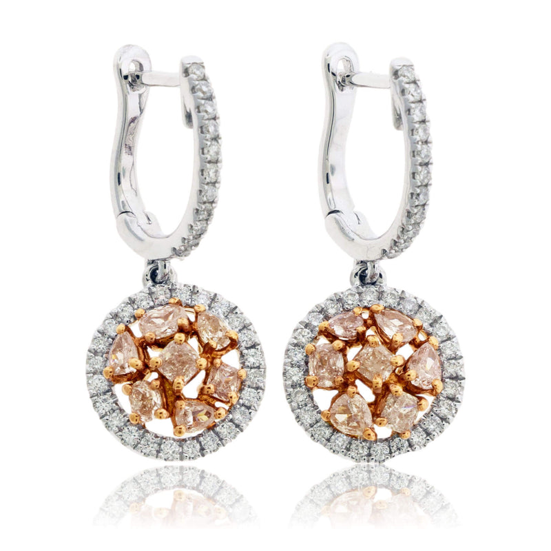 White & Rose Gold Diamond & Fancy Pink Diamond Earrings - Park City Jewelers