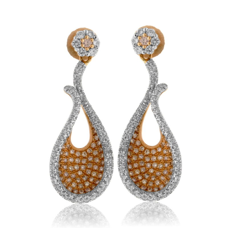 White & Rose Gold Diamond & Fancy Pink Diamond Earrings - Park City Jewelers