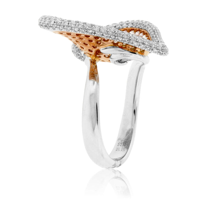 White & Rose Gold Natural Diamond Heart Ring - Park City Jewelers