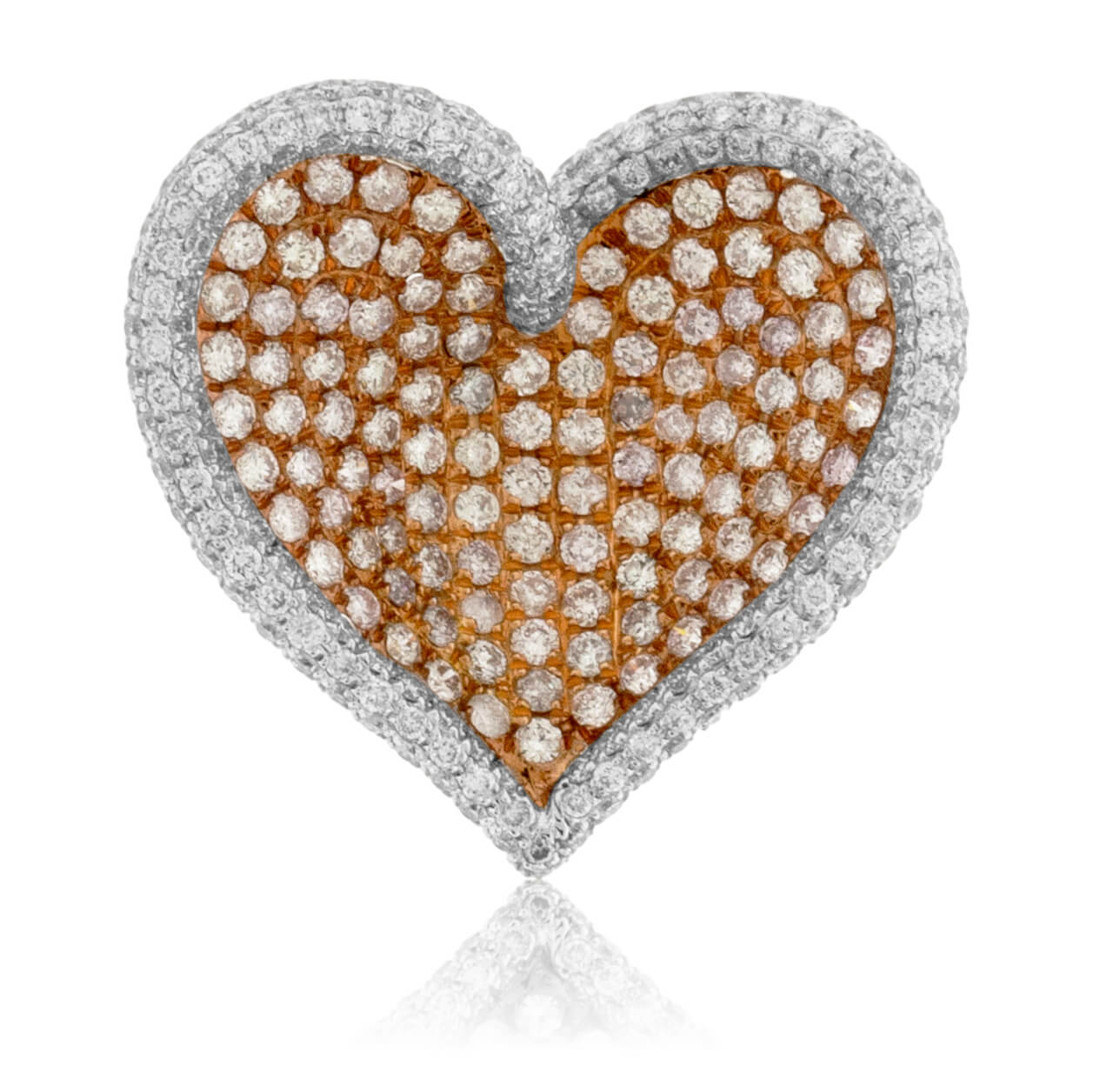 White & Rose Gold Natural Diamond Heart Ring - Park City Jewelers