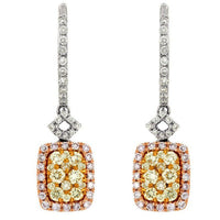 White, Yellow and Pink Diamond Rectangular Earrings - Park City Jewelers
