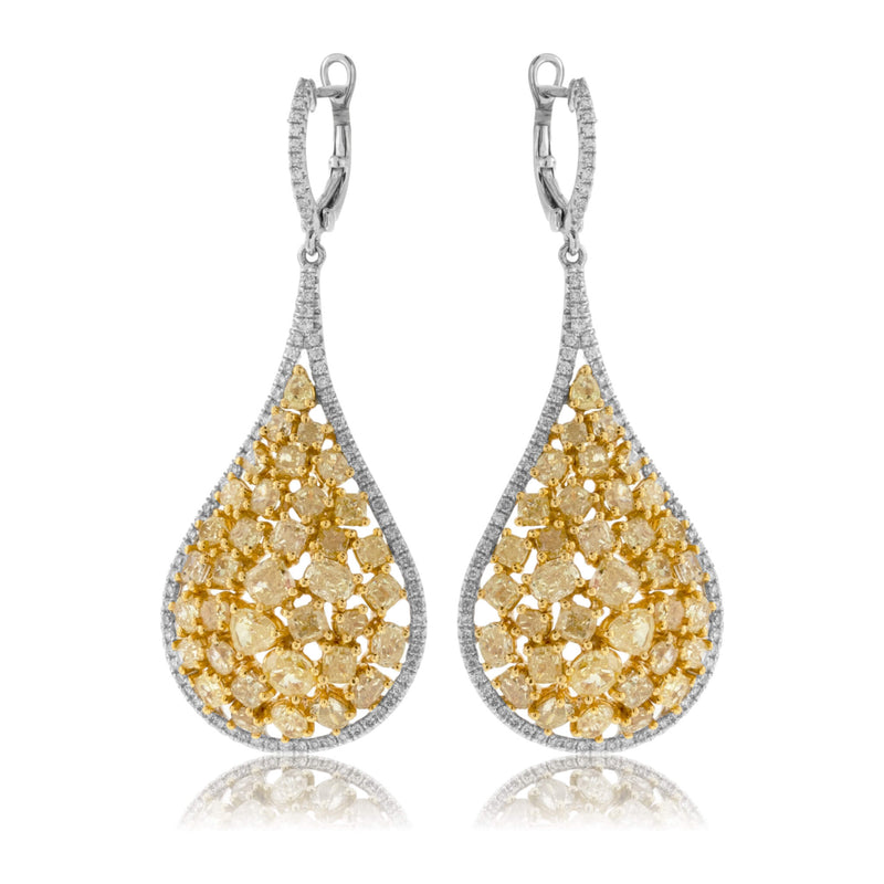 White & Yellow Gold Diamond & Fancy Cut Yellow Diamond Earrings - Park City Jewelers