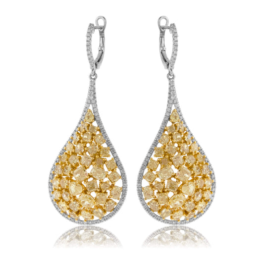 White & Yellow Gold Diamond & Fancy Cut Yellow Diamond Earrings - Park City Jewelers