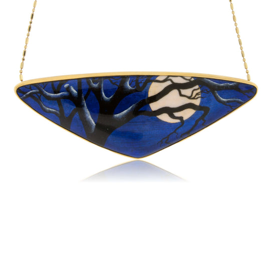 Winter Moon and Tree Enamel Brooch/Necklace - Park City Jewelers