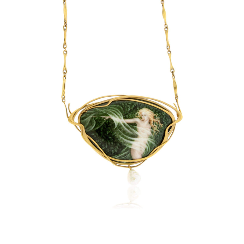 Woman in a Garden Enamel Necklace/Brooch - Park City Jewelers