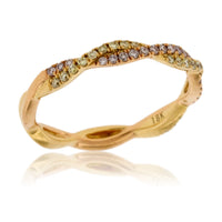 Yellow and Rose Gold Interlaced Ring with Yellow and Pink Diamonds - Park City Jewelers