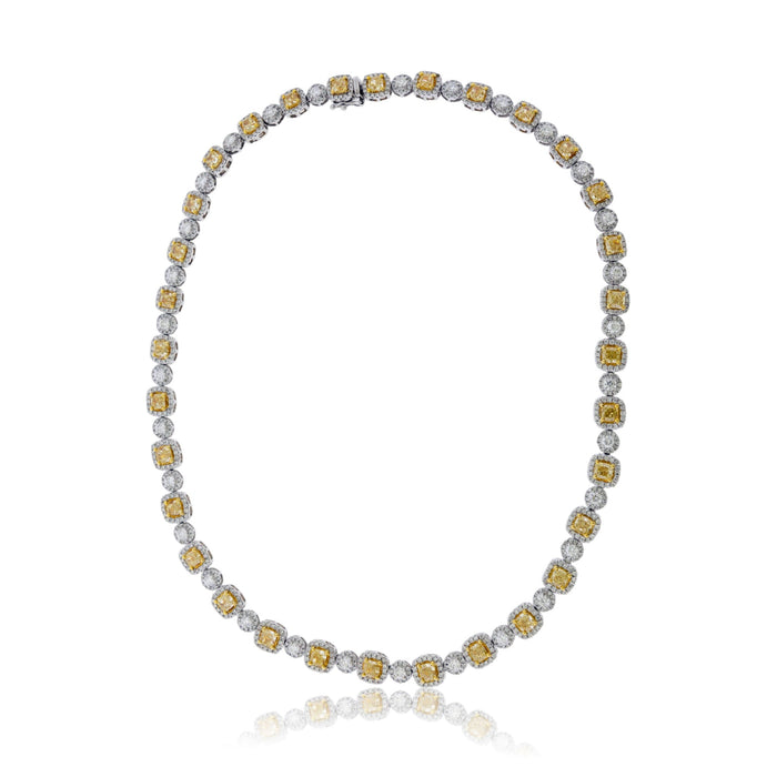 Yellow Diamond and Diamond Halo Necklace - Park City Jewelers