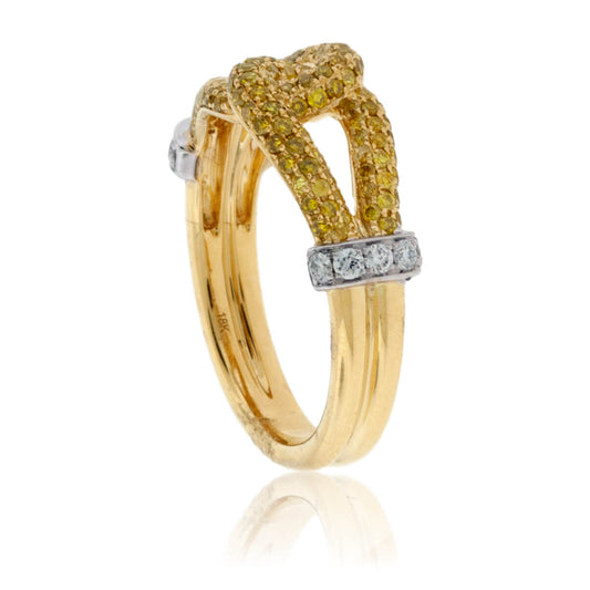 Yellow Diamond and Diamond Intersecting Knot Ring - Park City Jewelers