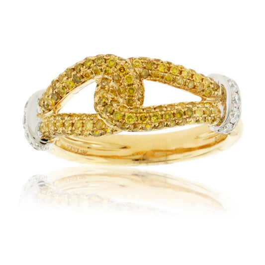 Yellow Diamond and Diamond Intersecting Knot Ring - Park City Jewelers