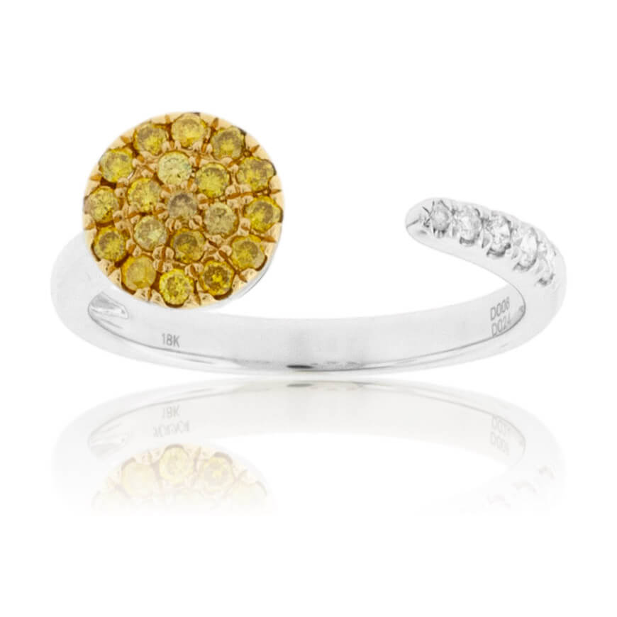 Yellow Diamond Cluster and Diamond Open Center Ring - Park City Jewelers