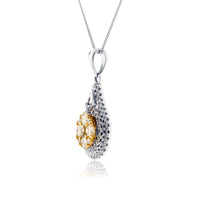 Yellow Diamond Cluster & Diamond Double Halo Pendant - Park City Jewelers