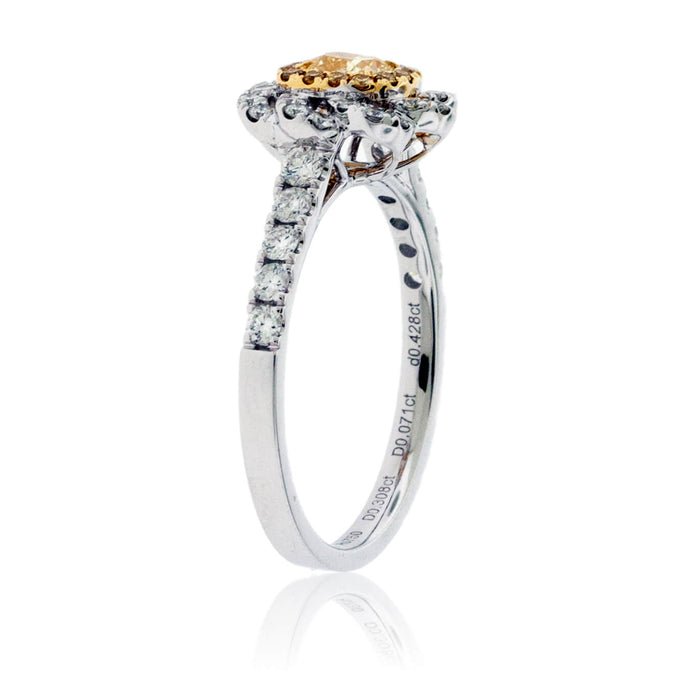 Yellow Diamond Cushion Cut Double Halo Engagement Ring - Park City Jewelers
