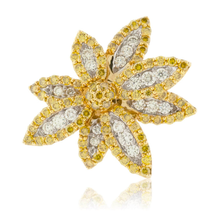Yellow Diamond & Diamond Flower Ring - Park City Jewelers