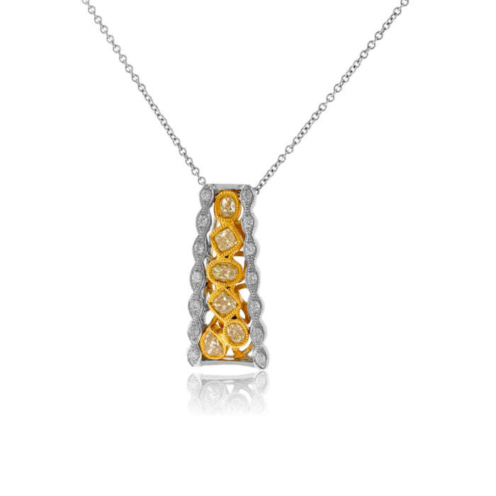 Yellow Diamond Lined & Diamond Pendant w/Chain - Park City Jewelers