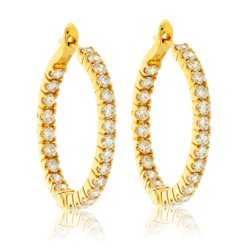 Yellow Gold 2.13 Carat Inside Out Diamond Hoop Earrings - Park City Jewelers