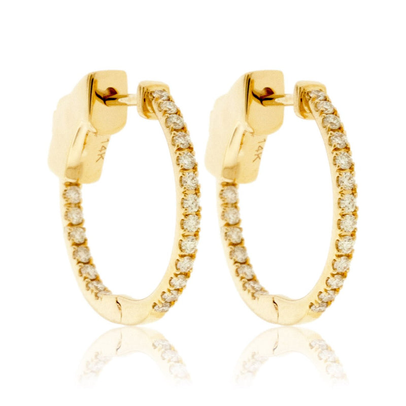 Yellow Gold .35 Carat Inside Out Diamond Hoop Earrings - Park City Jewelers