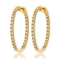 Yellow Gold 3.85 Carat Inside Out Diamond Hoop Earrings - Park City Jewelers