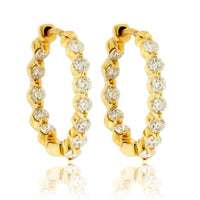 Yellow Gold .70 Carat Inside Out Diamond Hoop Earrings - Park City Jewelers