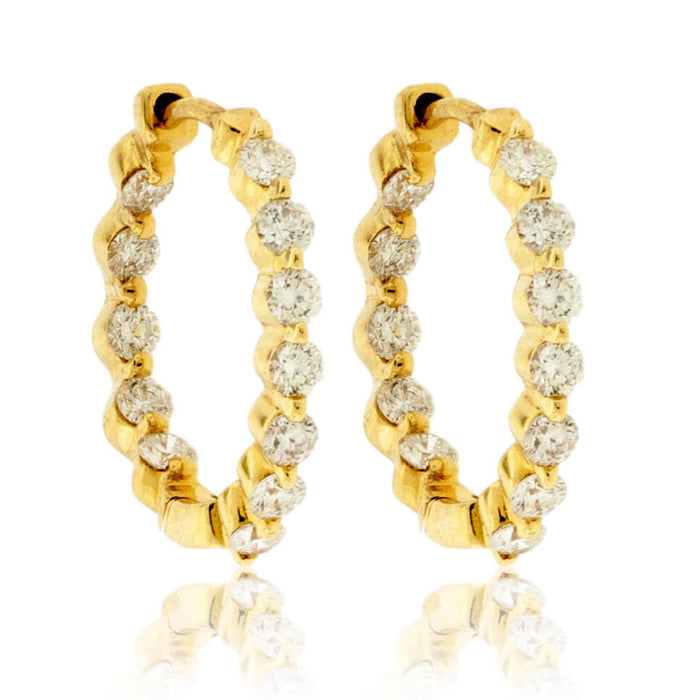 Yellow Gold .70 Carat Inside Out Diamond Hoop Earrings - Park City Jewelers