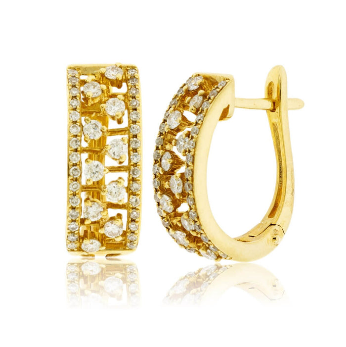 Yellow Gold and Diamond Huggie Hoop Style Earrings - Park City Jewelers