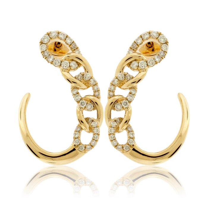 Yellow Gold and Diamond Link Style Earrings - Park City Jewelers