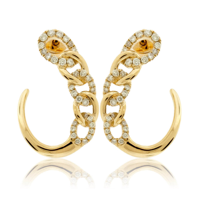 Yellow Gold and Diamond Link Style Earrings - Park City Jewelers