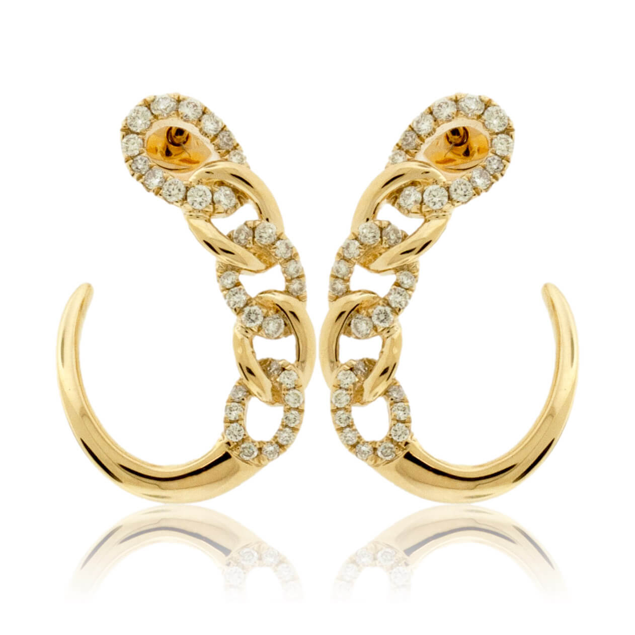 Yellow Gold and Diamond Link Style Earrings - Park City Jewelers