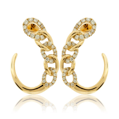 Yellow Gold and Diamond Link Style Earrings - Park City Jewelers