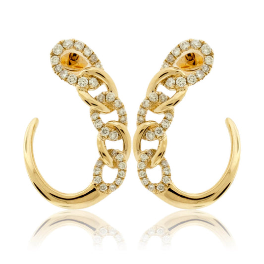 Yellow Gold and Diamond Link Style Earrings - Park City Jewelers
