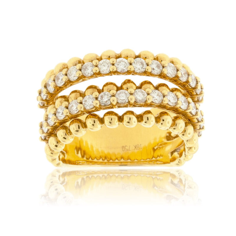 Yellow Gold Bead Style Wide Diamond Ring - Park City Jewelers