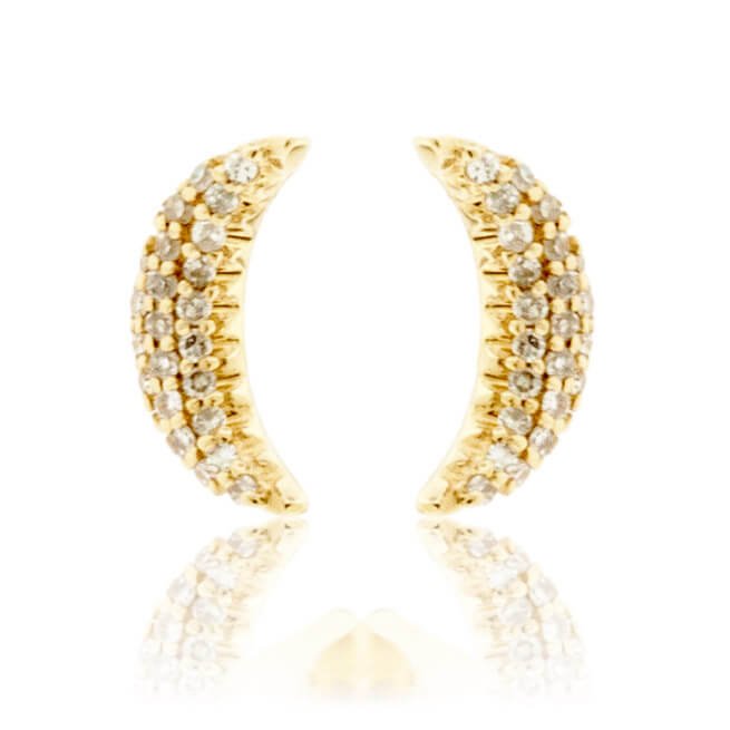 Yellow Gold Crescent Moon Diamond Earrings - Park City Jewelers