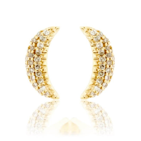 Yellow Gold Crescent Moon Diamond Earrings - Park City Jewelers