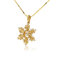 Yellow Gold Dancing Diamond Snowflake Necklace - Park City Jewelers