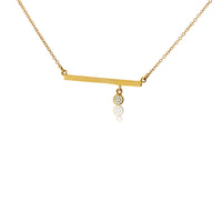 Yellow Gold Diamond Bezel Bar Necklace - Park City Jewelers