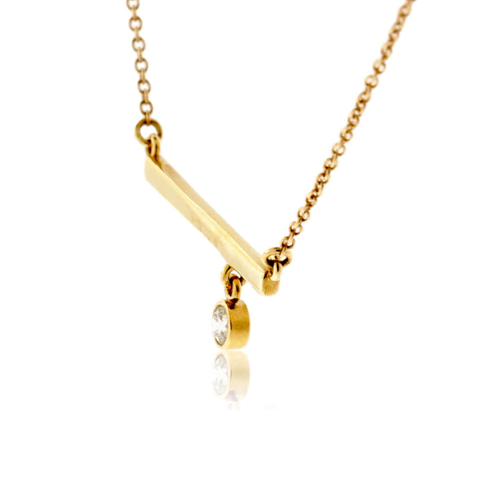 Yellow Gold Diamond Bezel Bar Necklace - Park City Jewelers