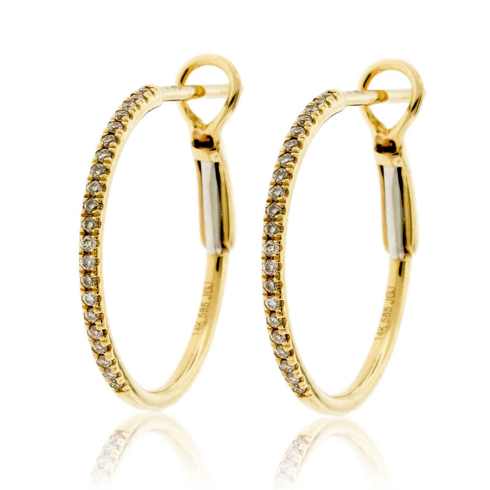 Yellow Gold Diamond Hoop Earrings - Park City Jewelers