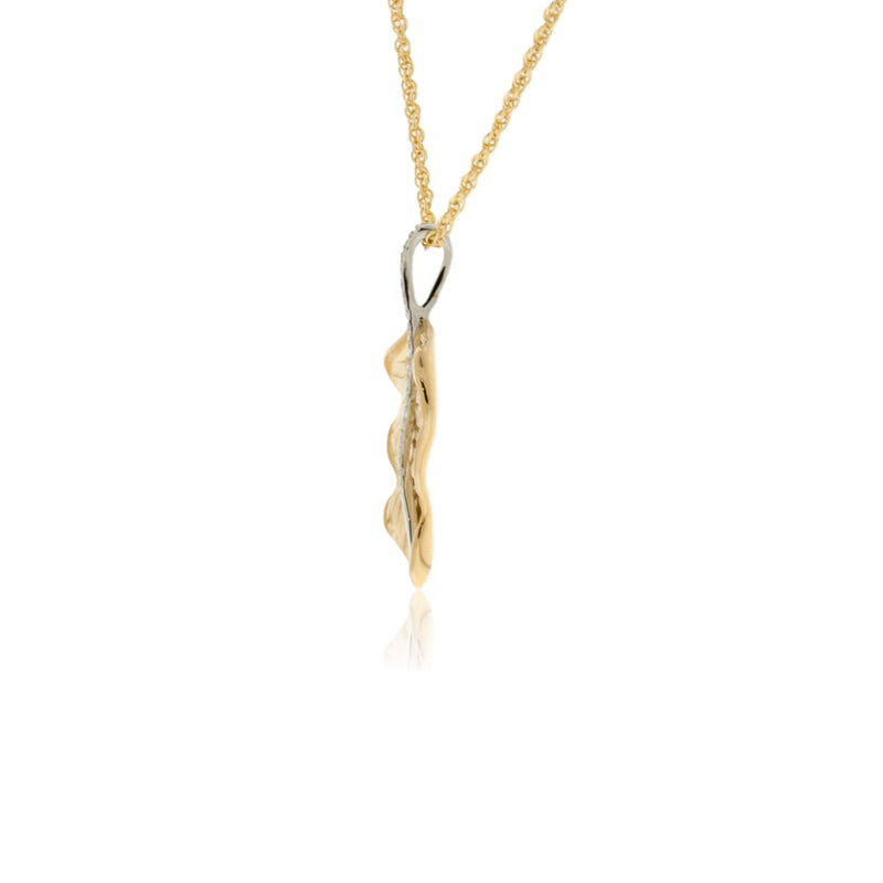 Yellow Gold Diamond Leaf Pendant with Chain - Park City Jewelers