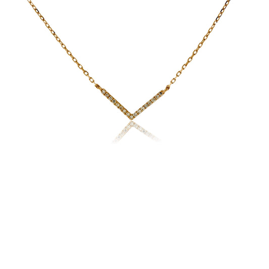 Yellow Gold Diamond Metrica V Shape Necklace - Park City Jewelers