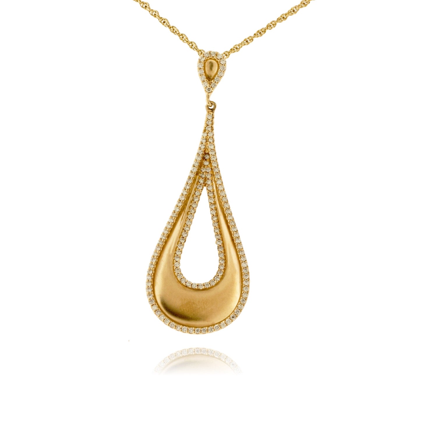 Yellow Gold Diamond Tear Drop Pendant with Chain - Park City Jewelers