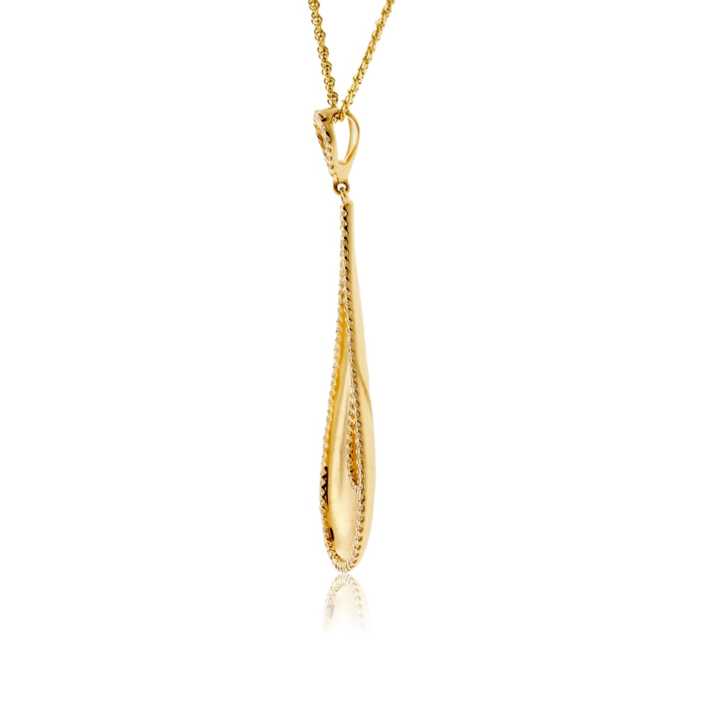 Yellow Gold Diamond Tear Drop Pendant with Chain - Park City Jewelers