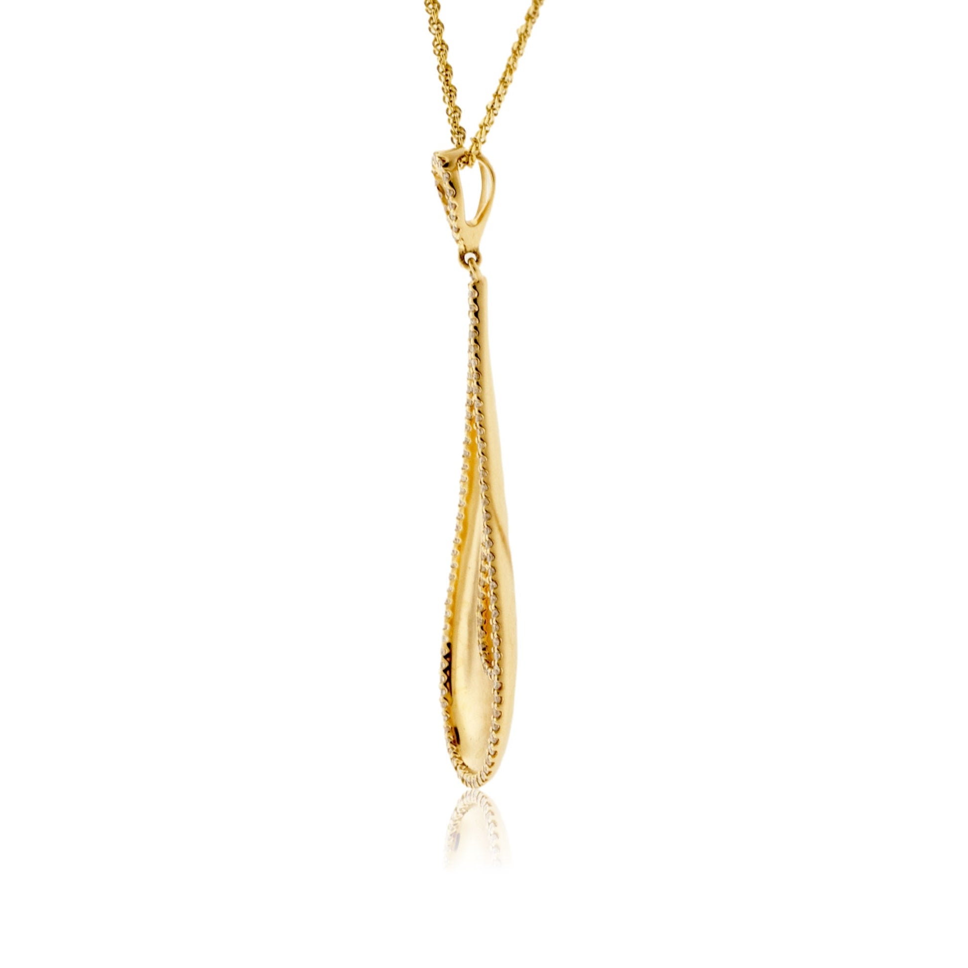 Yellow Gold Diamond Tear Drop Pendant with Chain - Park City Jewelers
