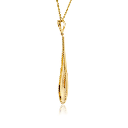 Yellow Gold Diamond Tear Drop Pendant with Chain - Park City Jewelers